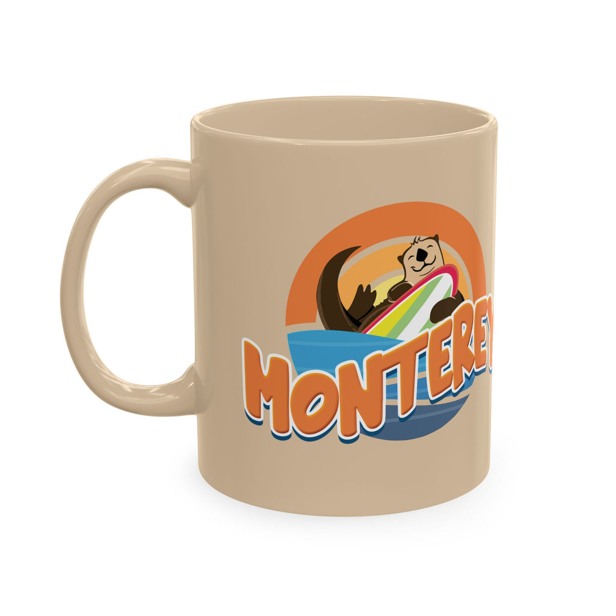 Monterey (Board Bandit Sea Otter) Ceramic Mug — Cute Beach Souvenir Coffee Cup