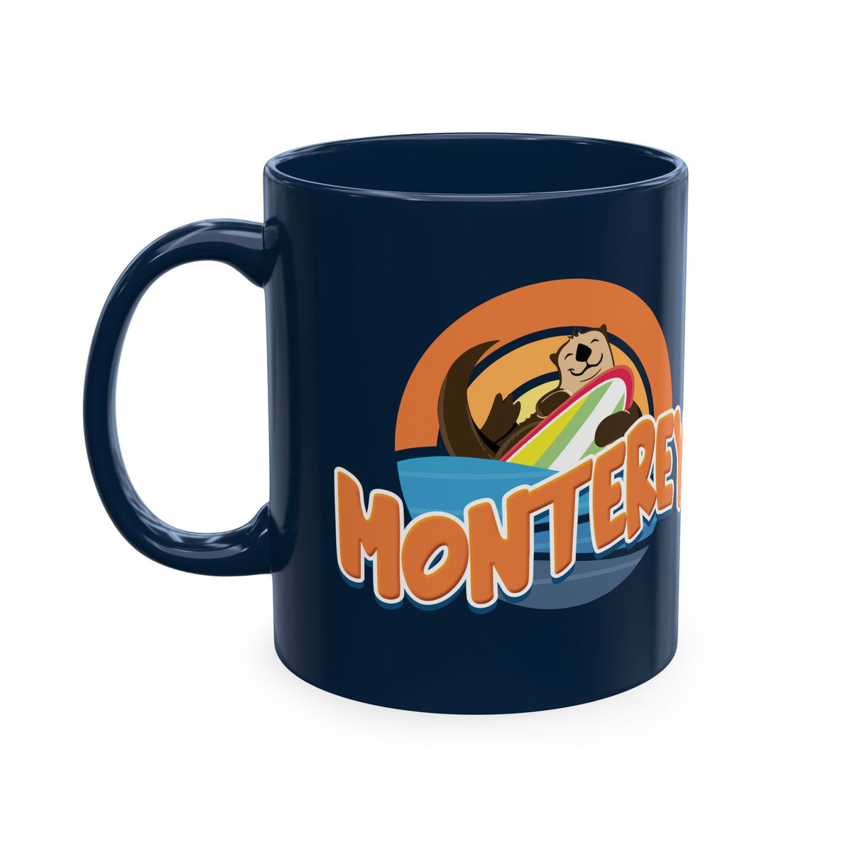Monterey (Board Bandit Sea Otter) Ceramic Mug — Cute Beach Souvenir Coffee Cup