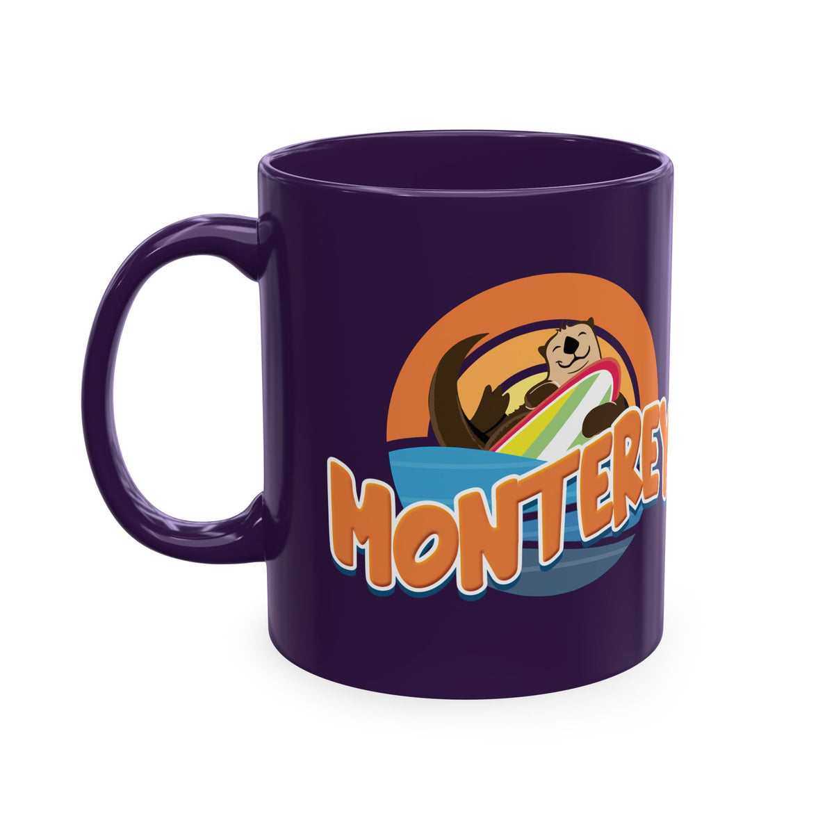 Monterey (Board Bandit Sea Otter) Ceramic Mug — Cute Beach Souvenir Coffee Cup