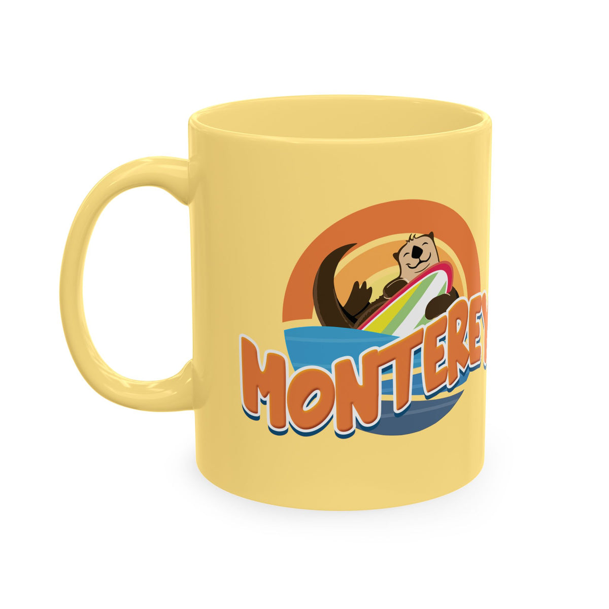 Monterey (Board Bandit Sea Otter) Ceramic Mug — Cute Beach Souvenir Coffee Cup
