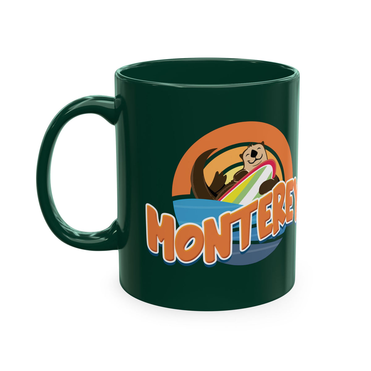 Monterey (Board Bandit Sea Otter) Ceramic Mug — Cute Beach Souvenir Coffee Cup