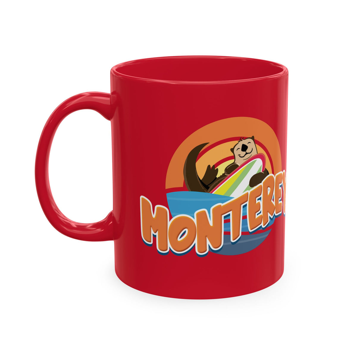 Monterey (Board Bandit Sea Otter) Ceramic Mug — Cute Beach Souvenir Coffee Cup