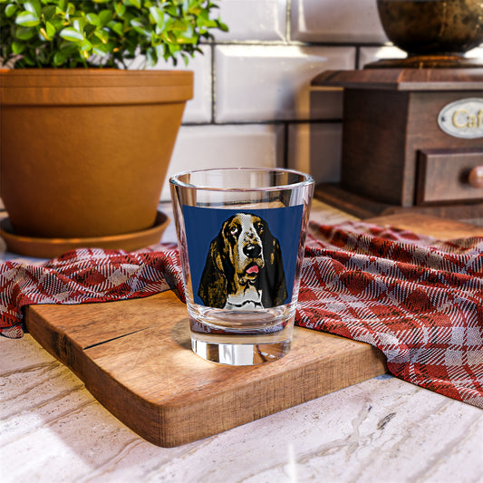 Basset Hound Pop Art (Navy) Shot Glass, 1.5oz