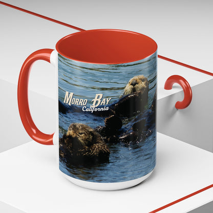 Sea Otter Raft (Morro Bay) Coffee Mug — Cute Sea Otter Accent Ceramic Mug (11/15oz)