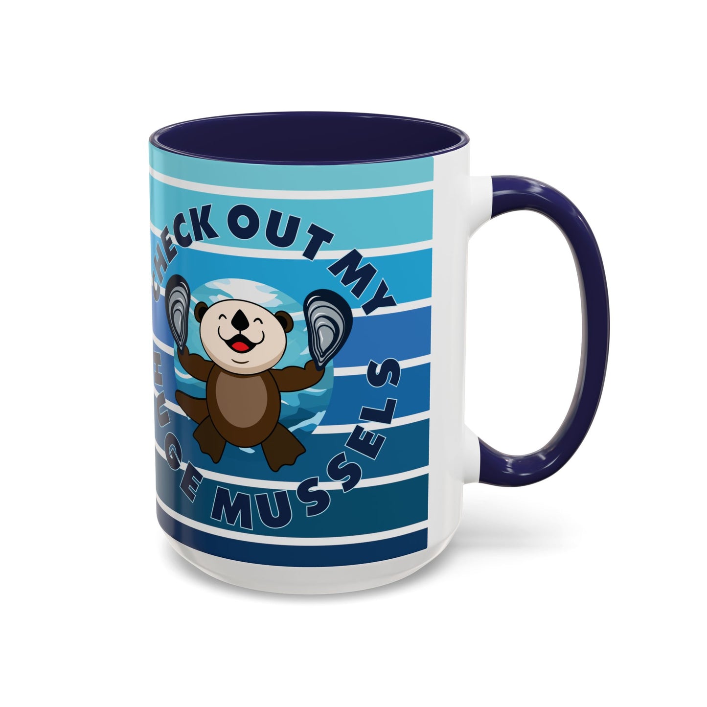 Huge Mussels Happy Sea Otter - Accent Coffee Mug (11, 15oz)
