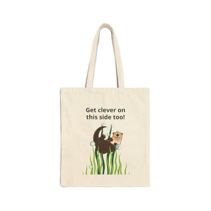 Cute Sea Otter Canvas Tote Bag — Personalized Design "Add your really cool text here."