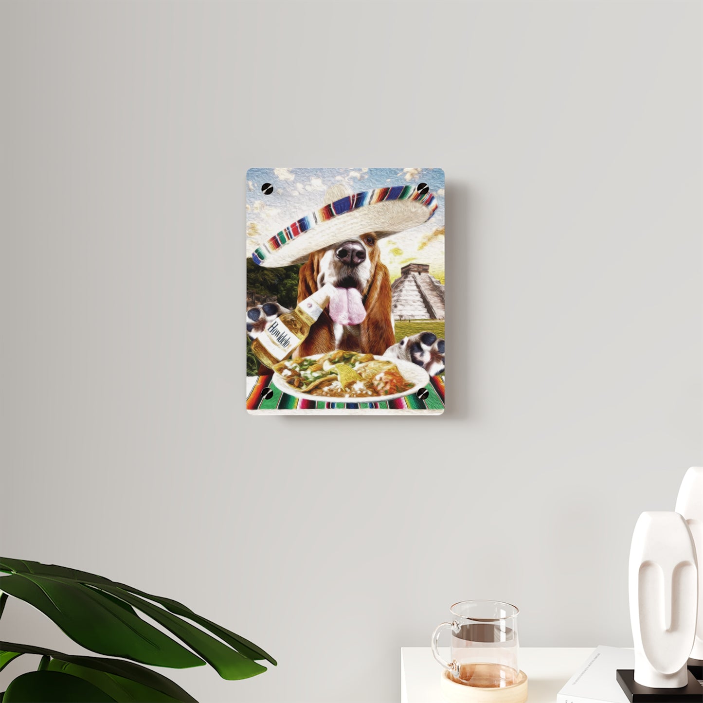Basset Eating Mexican Food - Acrylic Wall Art Panels