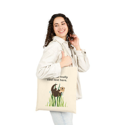 Cute Sea Otter Canvas Tote Bag — Personalized Design "Add your really cool text here."
