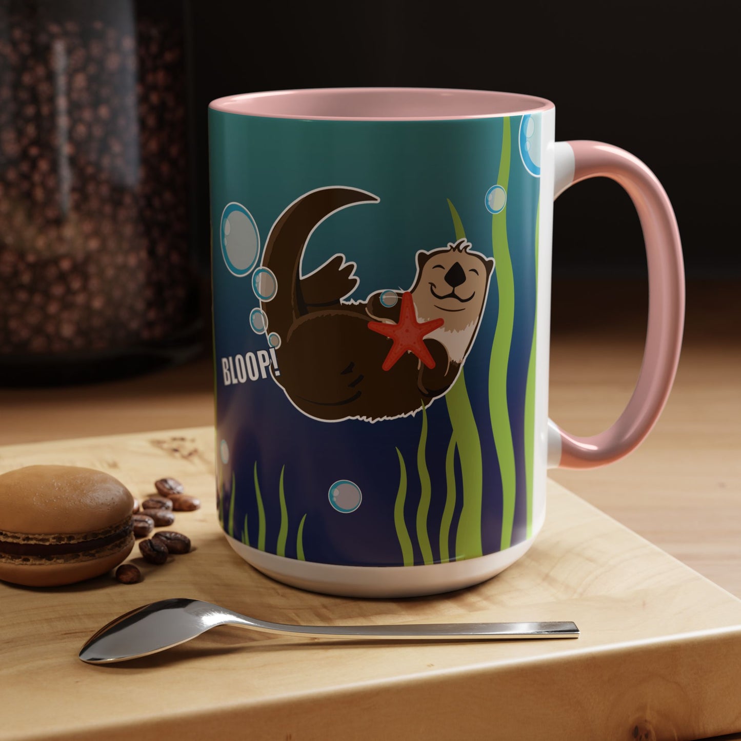 Farting Sea Otter Coffee Mug — Cute 'Bloop!' Sea Otter Accent Ceramic Mug (11/15oz)
