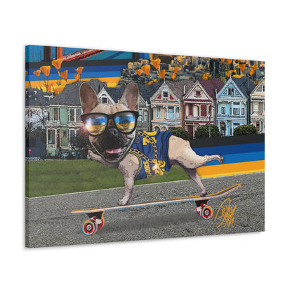 Frenchie Skating San Francisco - Canvas Gallery Wraps