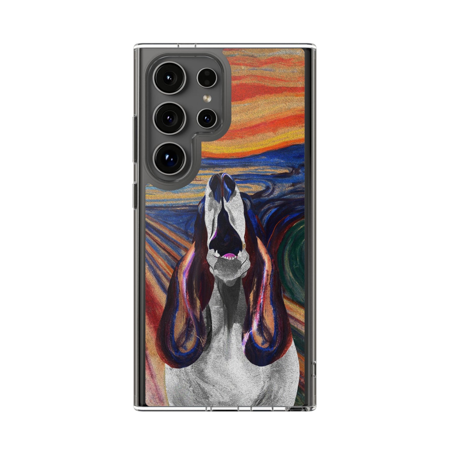 'The Howl' Basset Hound Phone Case - Clear Case featuring Edvard Munch Inspired Design