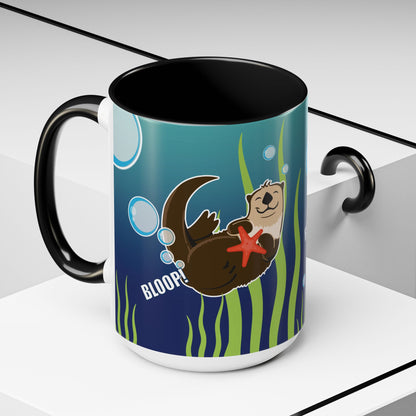 Farting Sea Otter Coffee Mug — Cute 'Bloop!' Sea Otter Accent Ceramic Mug (11/15oz)