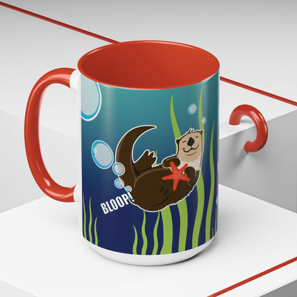 Farting Sea Otter Coffee Mug — Cute 'Bloop!' Sea Otter Accent Ceramic Mug (11/15oz)