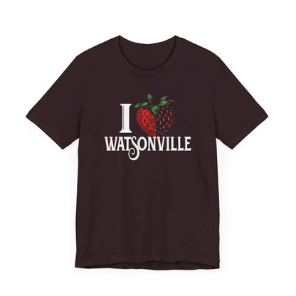 I Strawberry Heart Watsonville (dark version) - Unisex Jersey Short Sleeve Tee