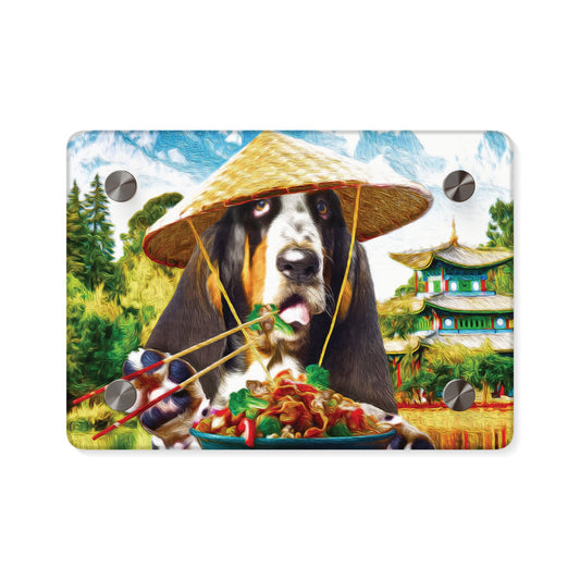 Basset Eating Chinese Food - Acrylic Wall Art Panels