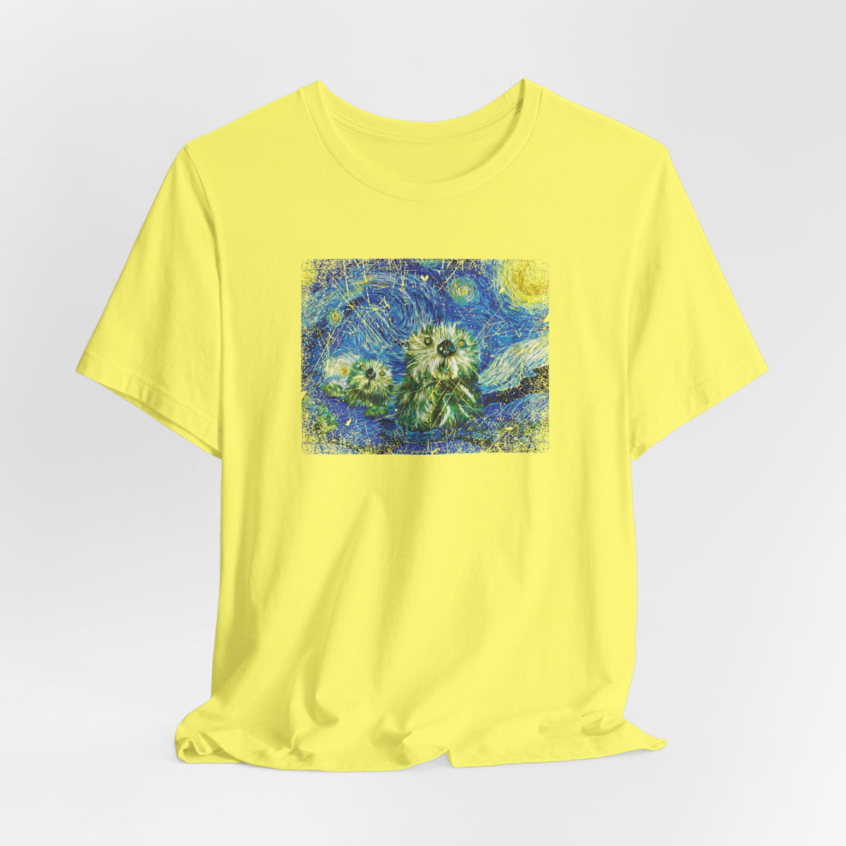 Starry Monterey Night Sea Otters T‑Shirt — Van Gogh Style Floral Tee