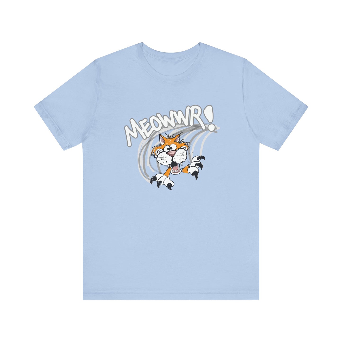 Action Cat Sketch (Meowwr!) - Unisex Jersey Short Sleeve Tee