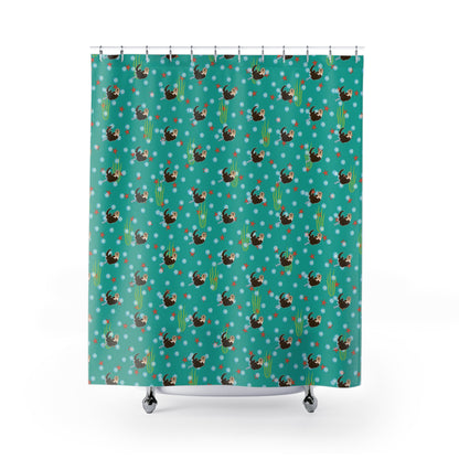 Farting Sea Otter (sea green water) Shower Curtain – Cute Underwater Sea Otter Bathroom Decor
