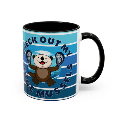 Huge Mussels Happy Sea Otter - Accent Coffee Mug (11, 15oz)