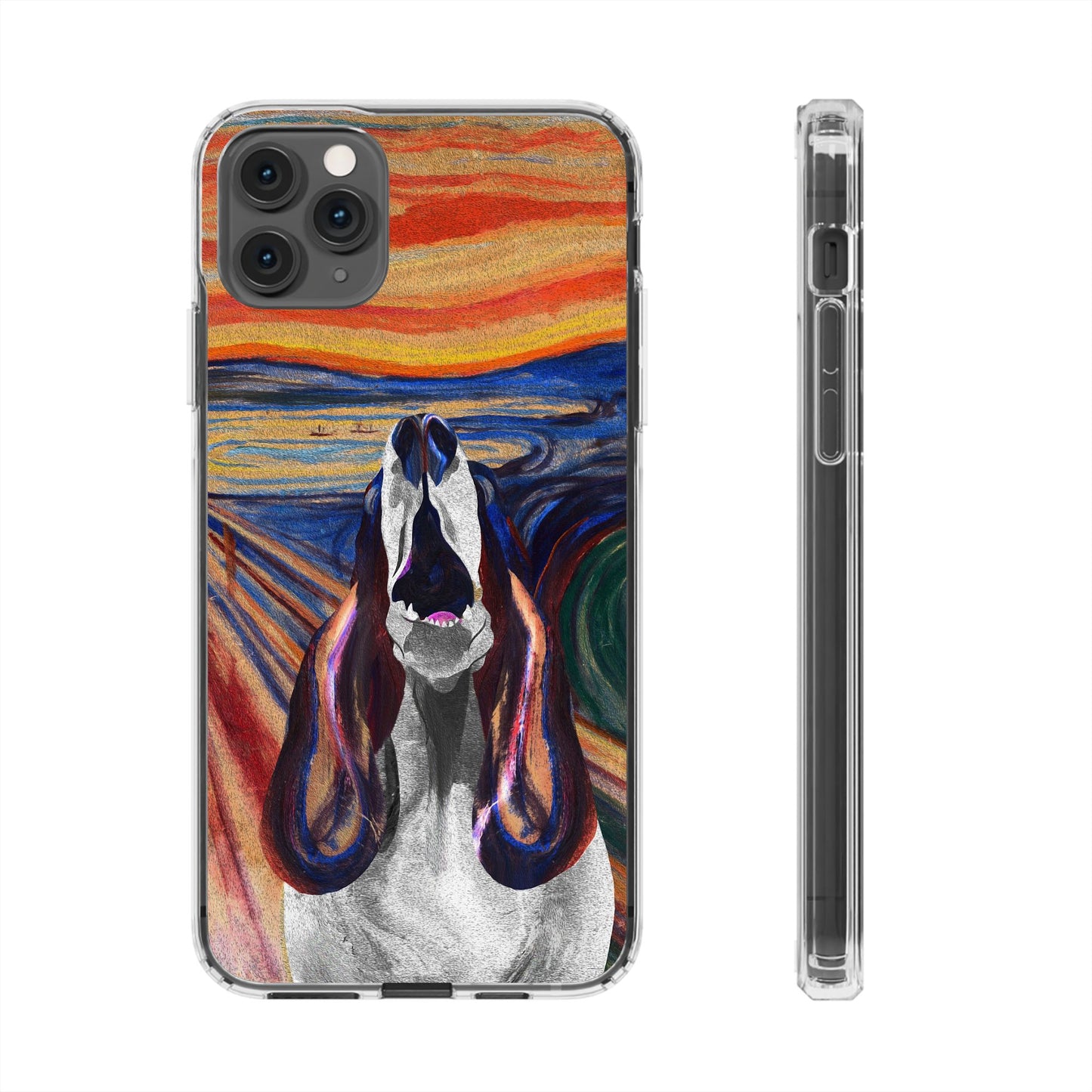 'The Howl' Basset Hound Phone Case - Clear Case featuring Edvard Munch Inspired Design