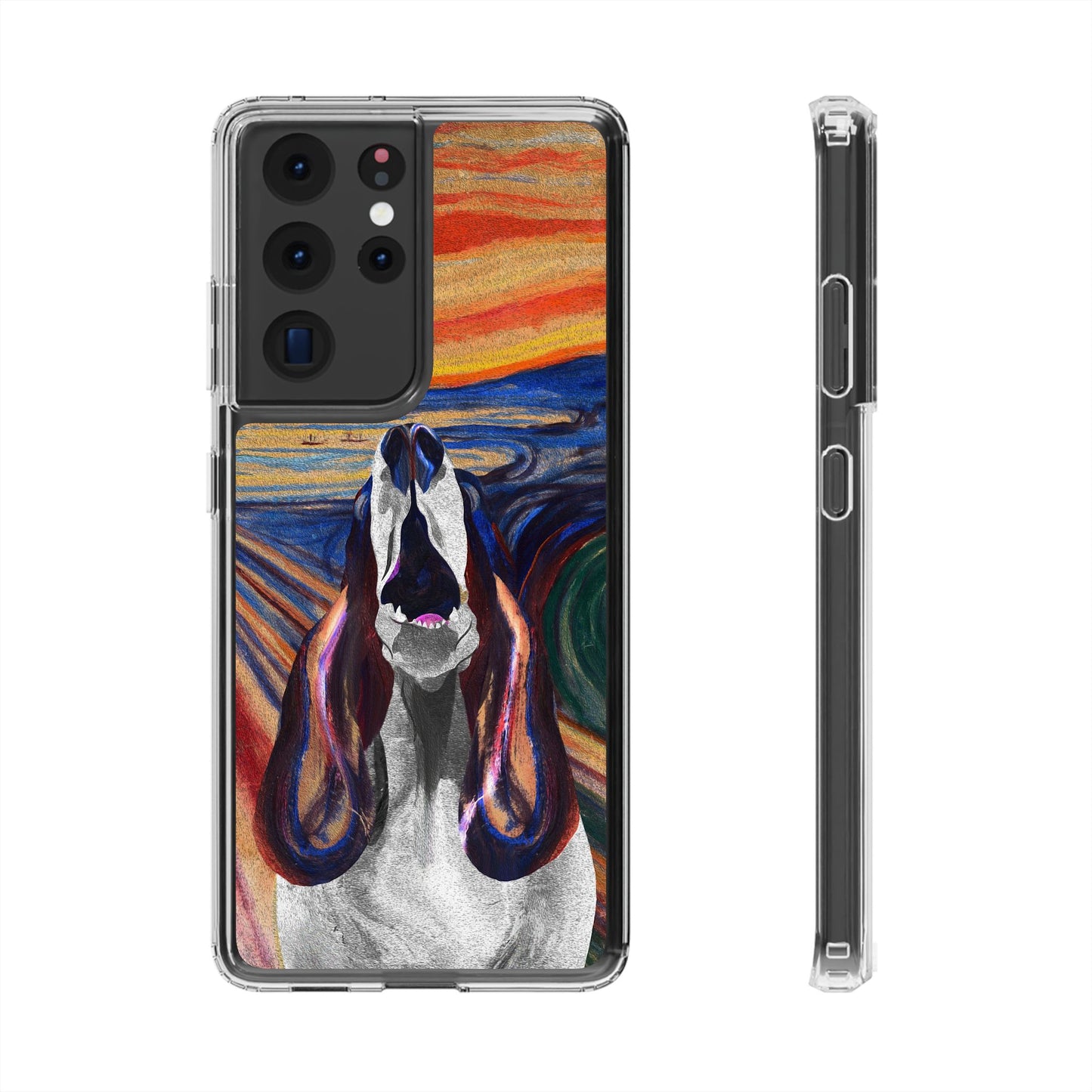 'The Howl' Basset Hound Phone Case - Clear Case featuring Edvard Munch Inspired Design