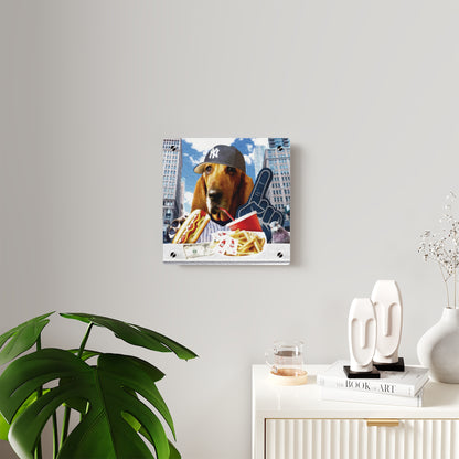 Basset Eating American Fast Food - Acrylic Wall Art Panels