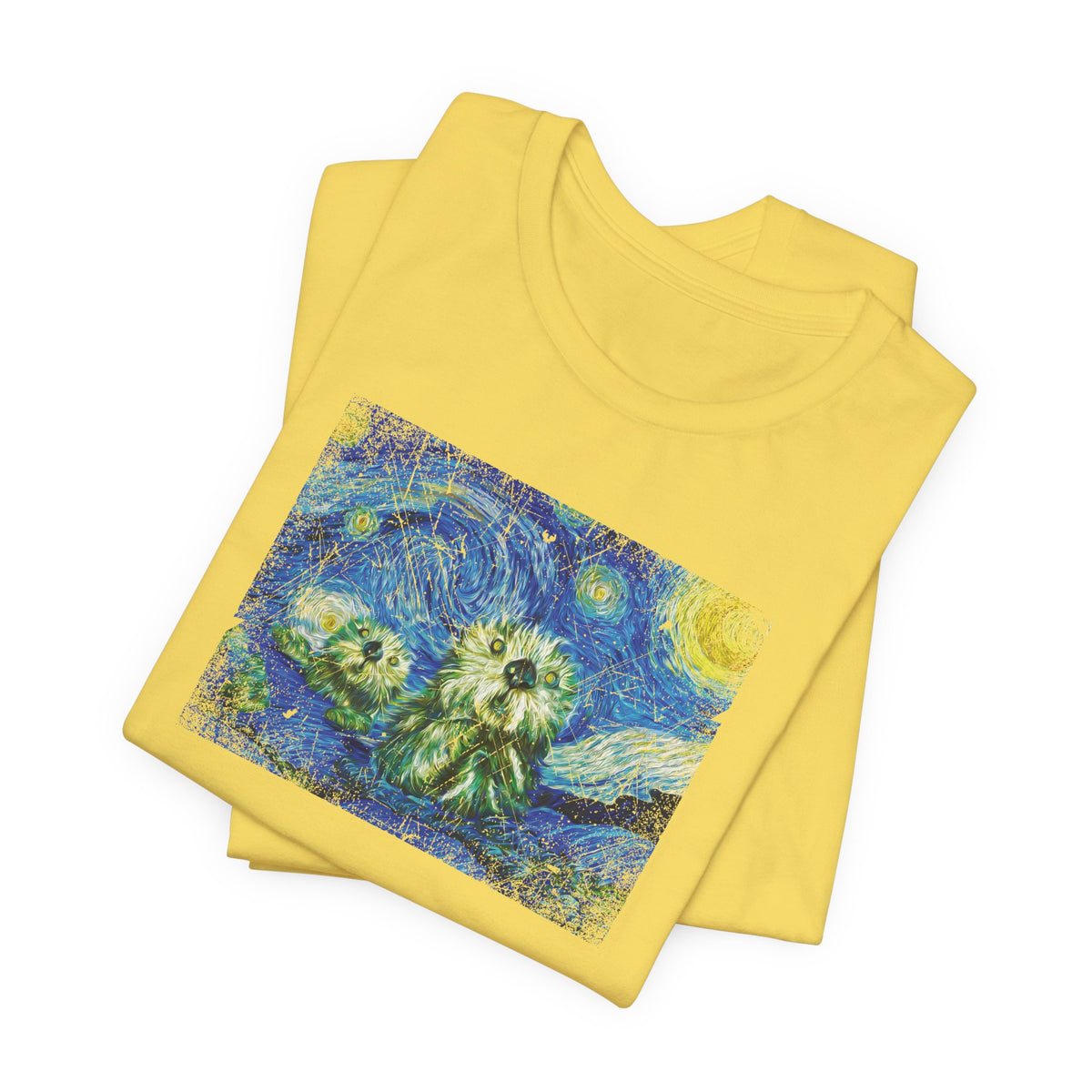 Starry Monterey Night Sea Otters T‑Shirt — Van Gogh Style Floral Tee