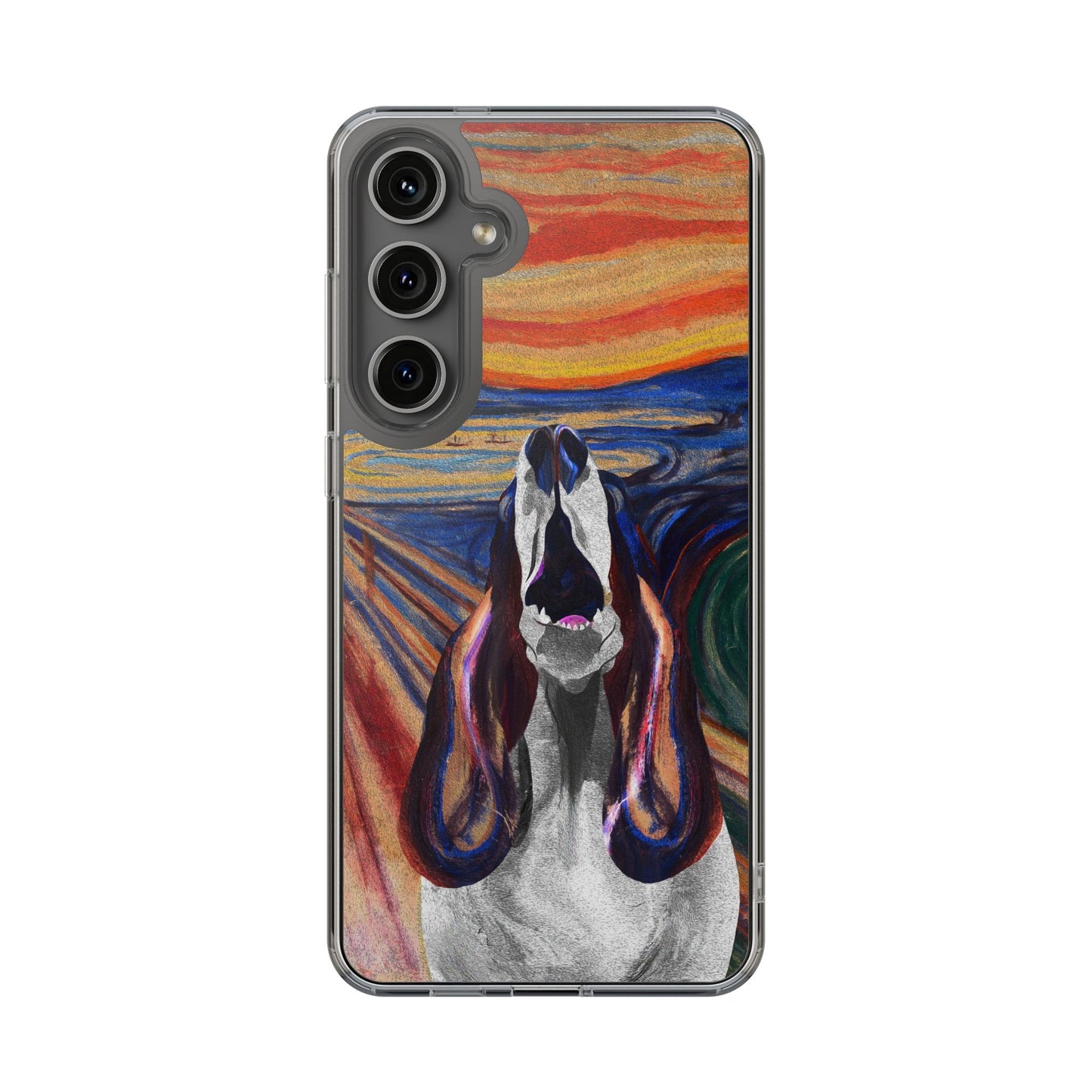 'The Howl' Basset Hound Phone Case - Clear Case featuring Edvard Munch Inspired Design