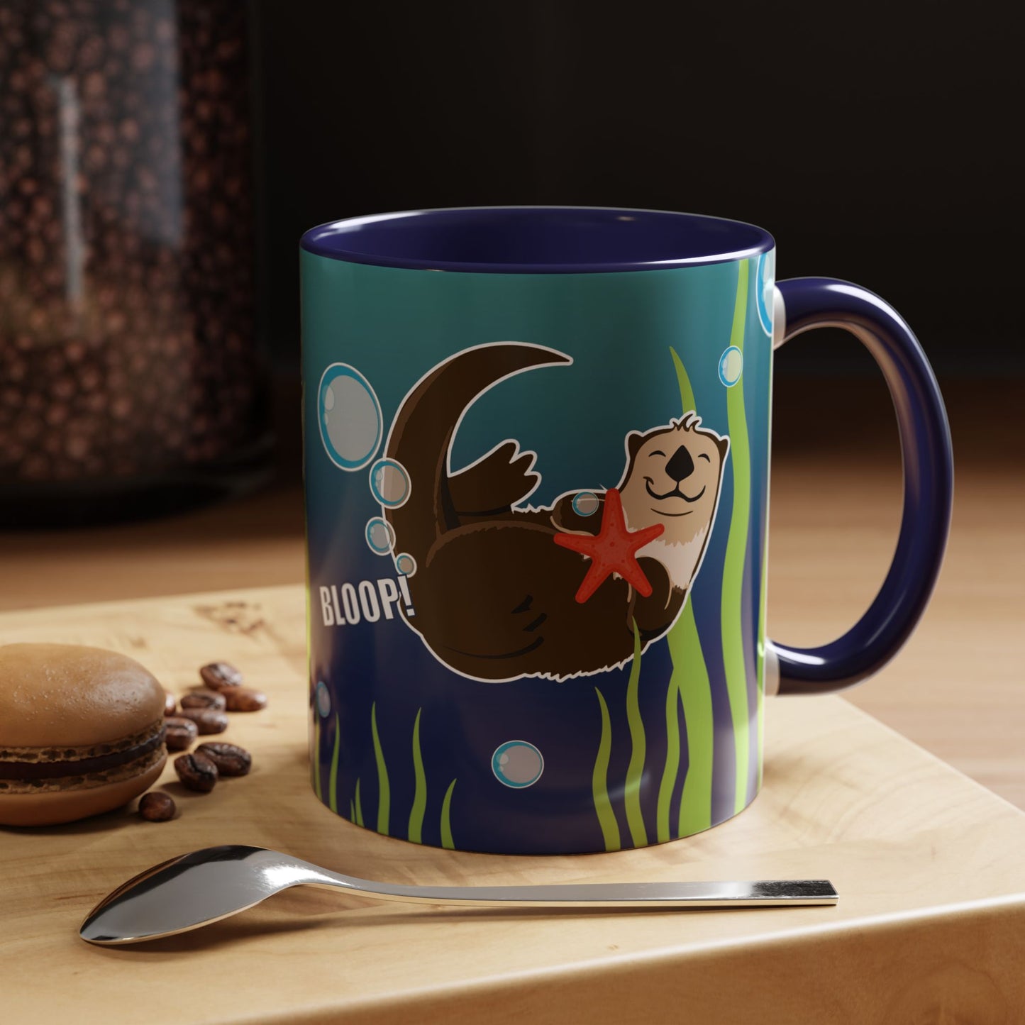 Farting Sea Otter Coffee Mug — Cute 'Bloop!' Sea Otter Accent Ceramic Mug (11/15oz)