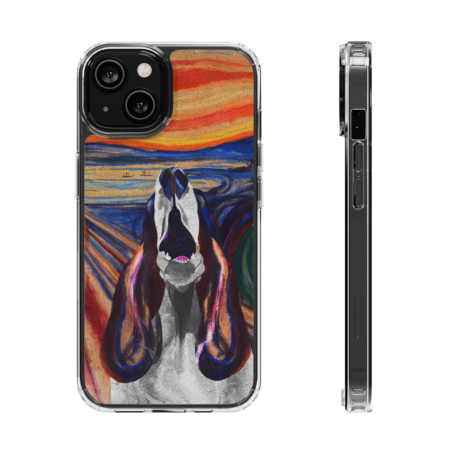 'The Howl' Basset Hound Phone Case - Clear Case featuring Edvard Munch Inspired Design