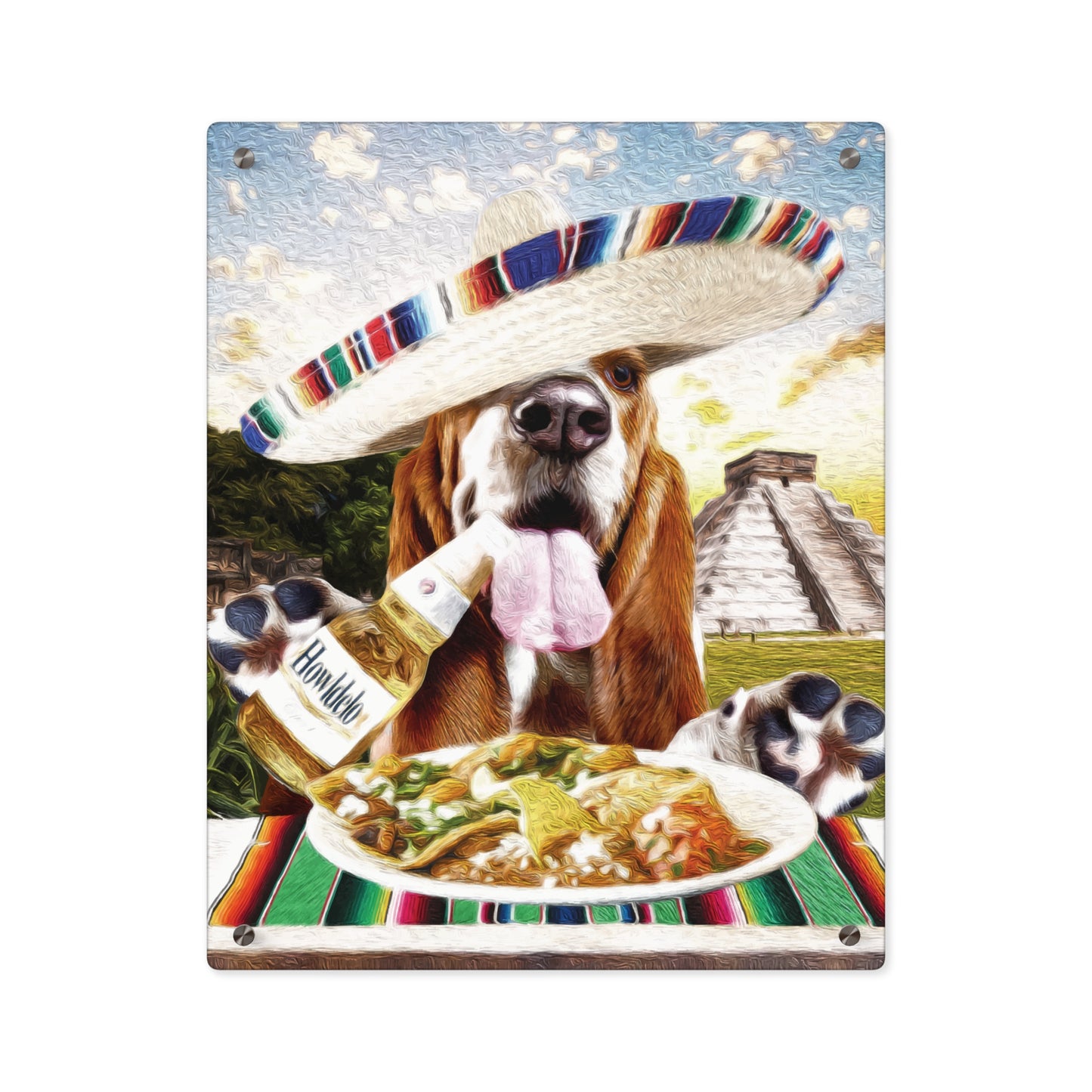 Basset Eating Mexican Food - Acrylic Wall Art Panels