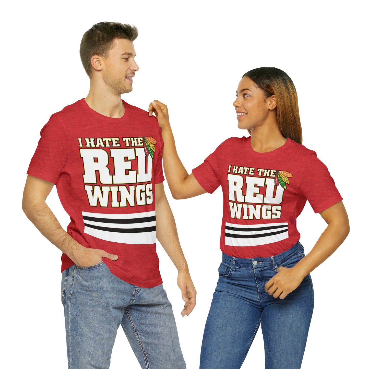 I Hate That Motor City Red Winged Team (Chicago Fan) - Unisex Jersey Short Sleeve Tee