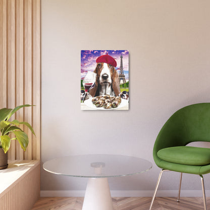 Basset Eating French Food - Metal Art Sign