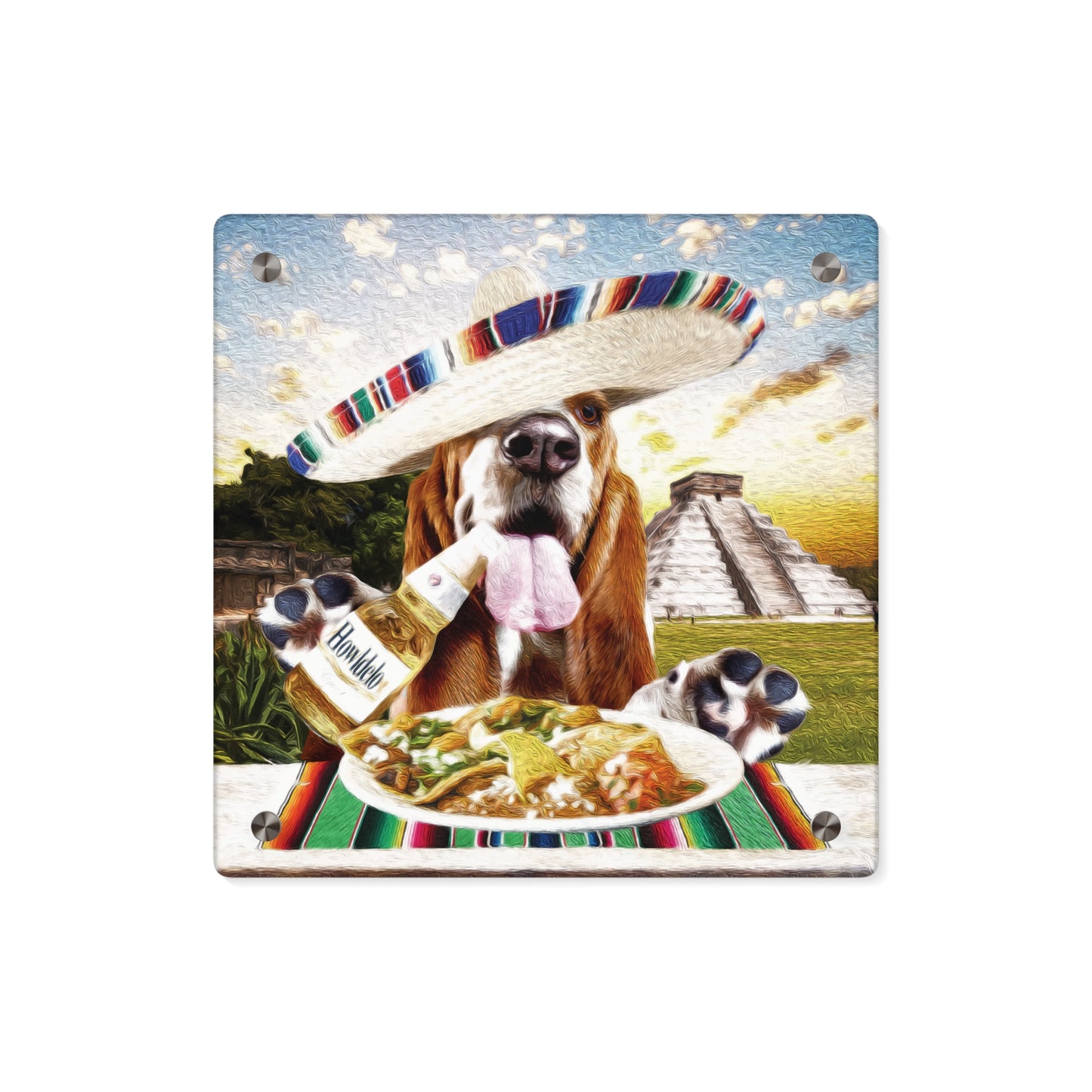 Basset Eating Mexican Food - Acrylic Wall Art Panels