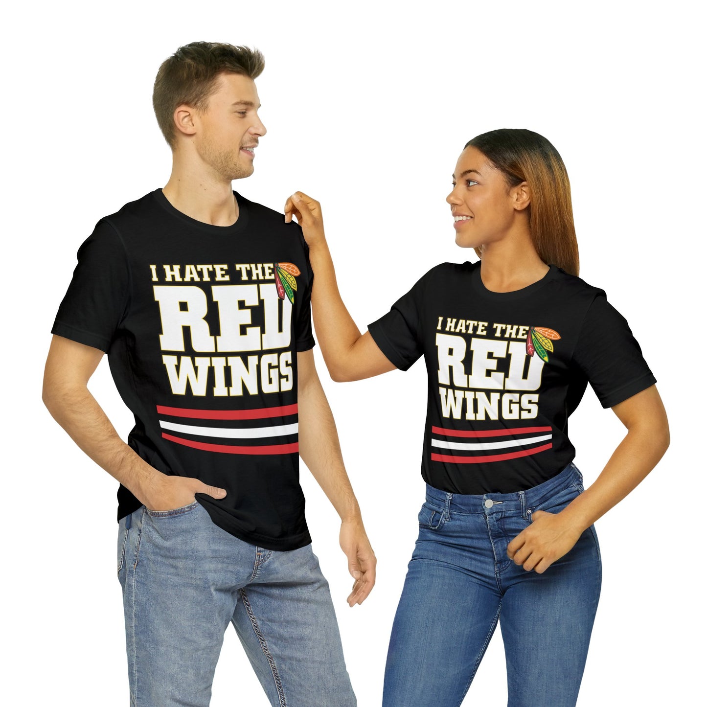 I Hate That Motor City Red Winged Team (Chicago Fan) - Unisex Jersey Short Sleeve Tee