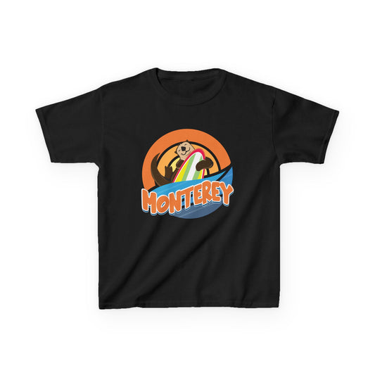 Monterey, California - Surfboard Sea Otter  — Kid's Graphic T-shirt