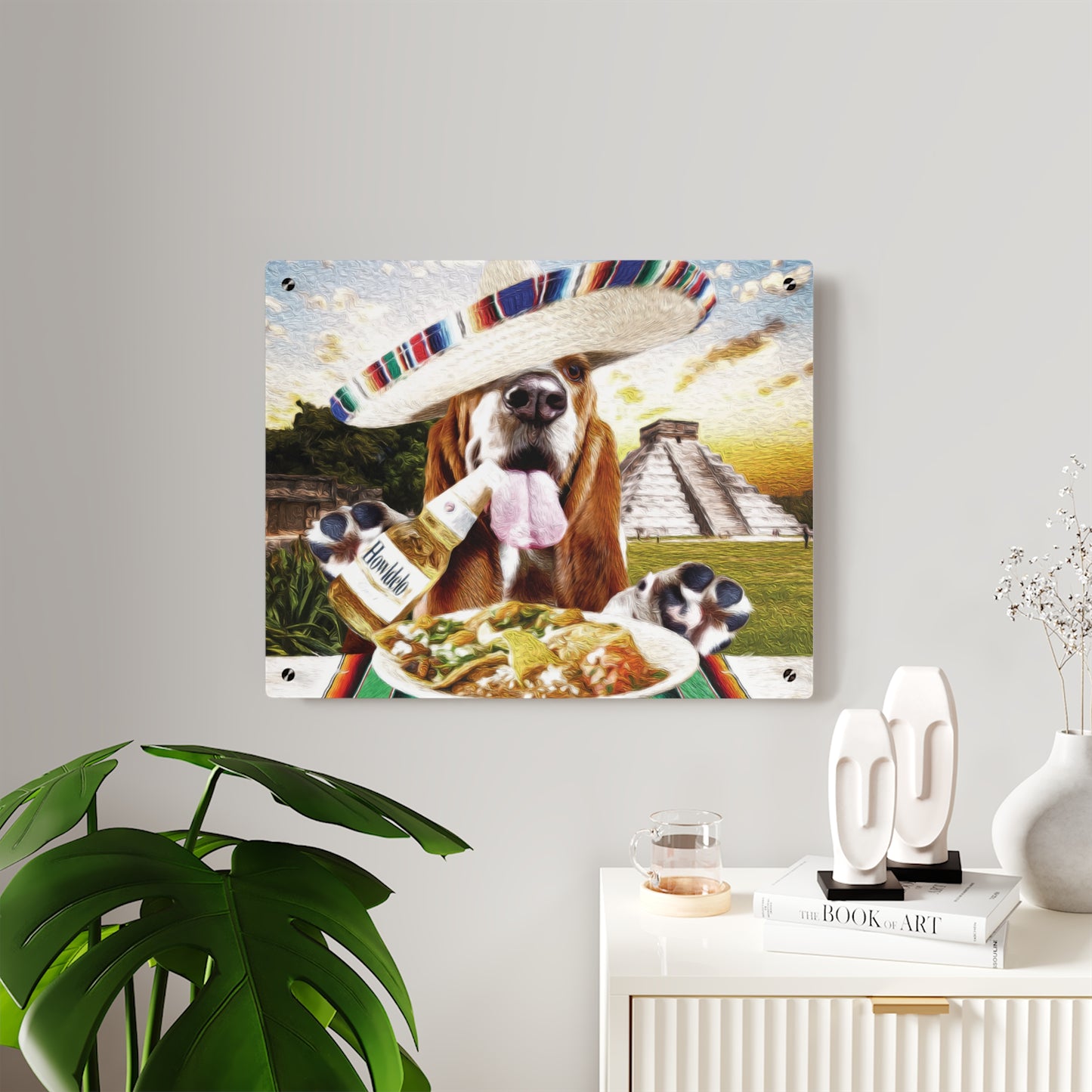 Basset Eating Mexican Food - Acrylic Wall Art Panels