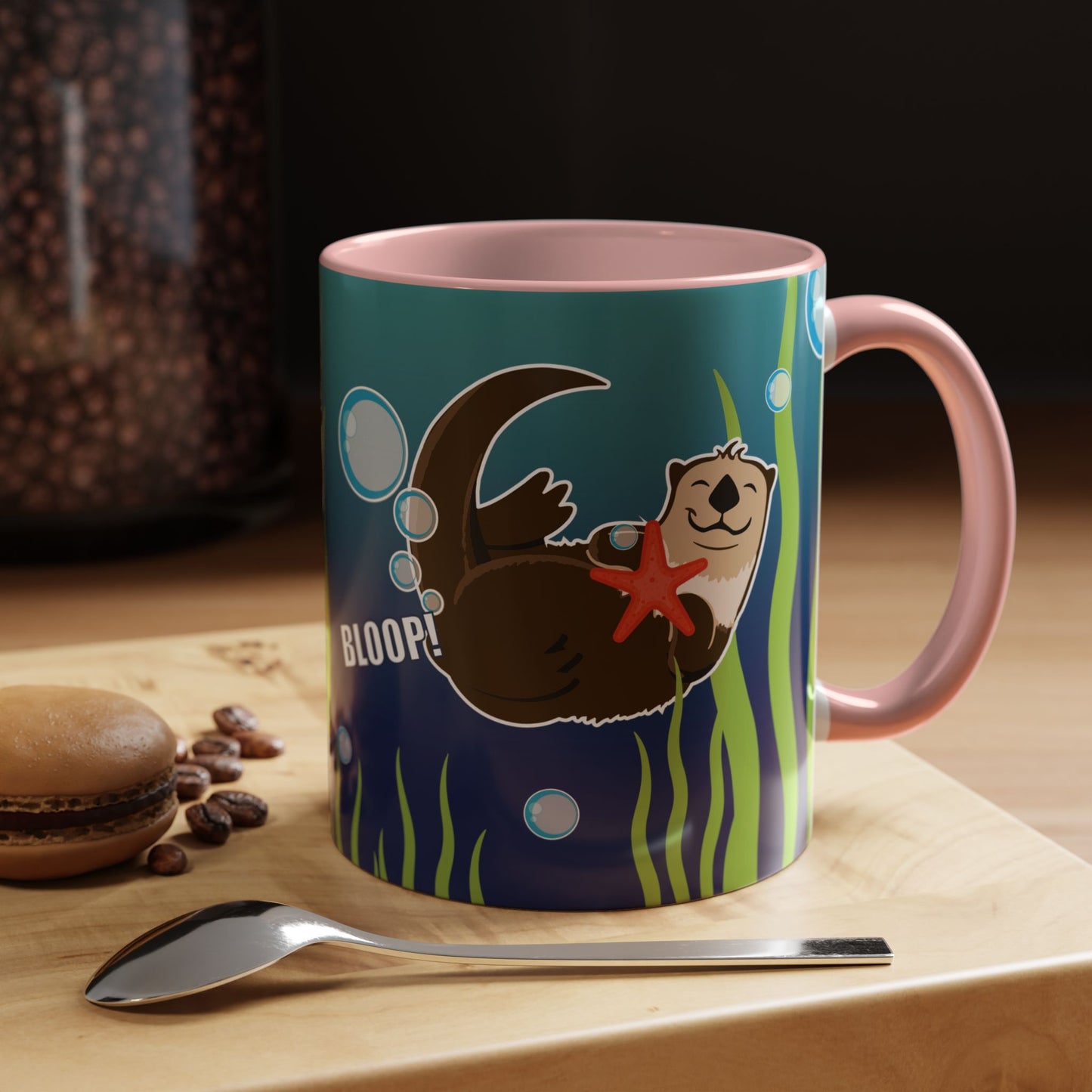 Farting Sea Otter Coffee Mug — Cute 'Bloop!' Sea Otter Accent Ceramic Mug (11/15oz)