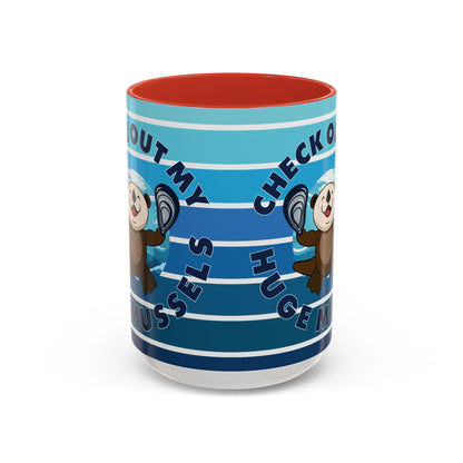 Huge Mussels Happy Sea Otter - Accent Coffee Mug (11, 15oz)