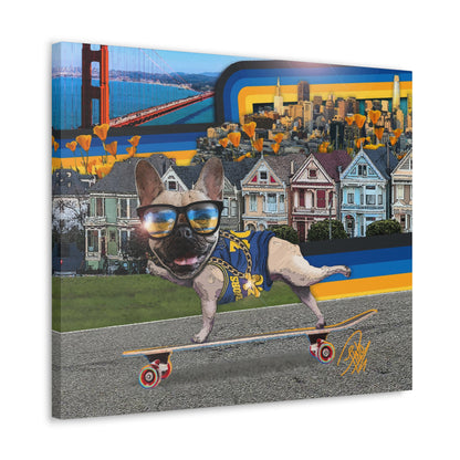 Frenchie Skating San Francisco - Canvas Gallery Wraps