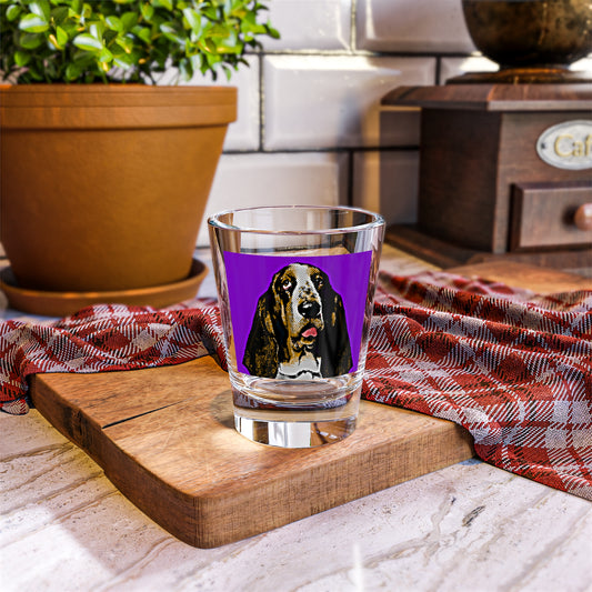 Basset Hound Pop Art (Purple) Shot Glass, 1.5oz