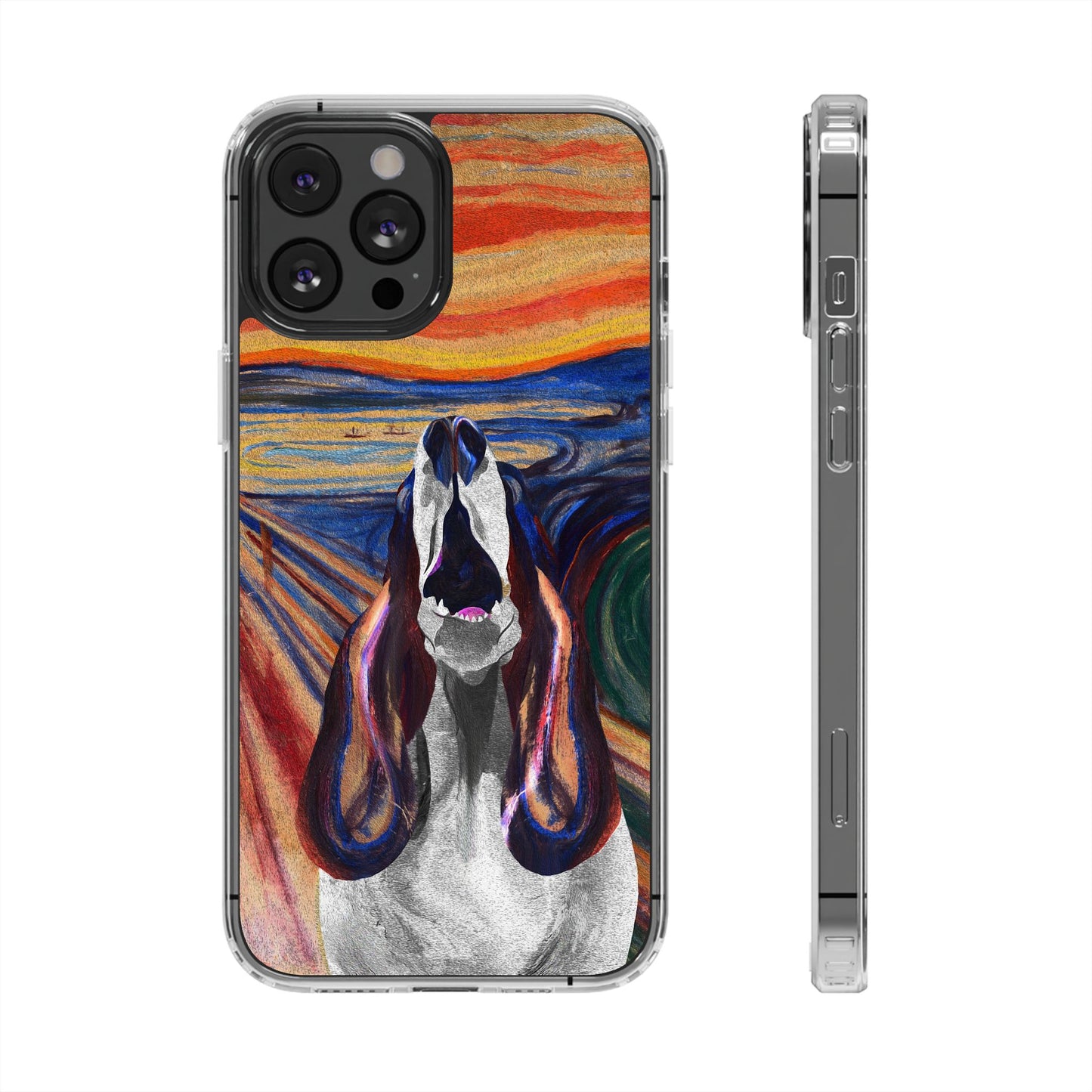 'The Howl' Basset Hound Phone Case - Clear Case featuring Edvard Munch Inspired Design