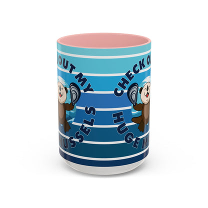 Huge Mussels Happy Sea Otter - Accent Coffee Mug (11, 15oz)