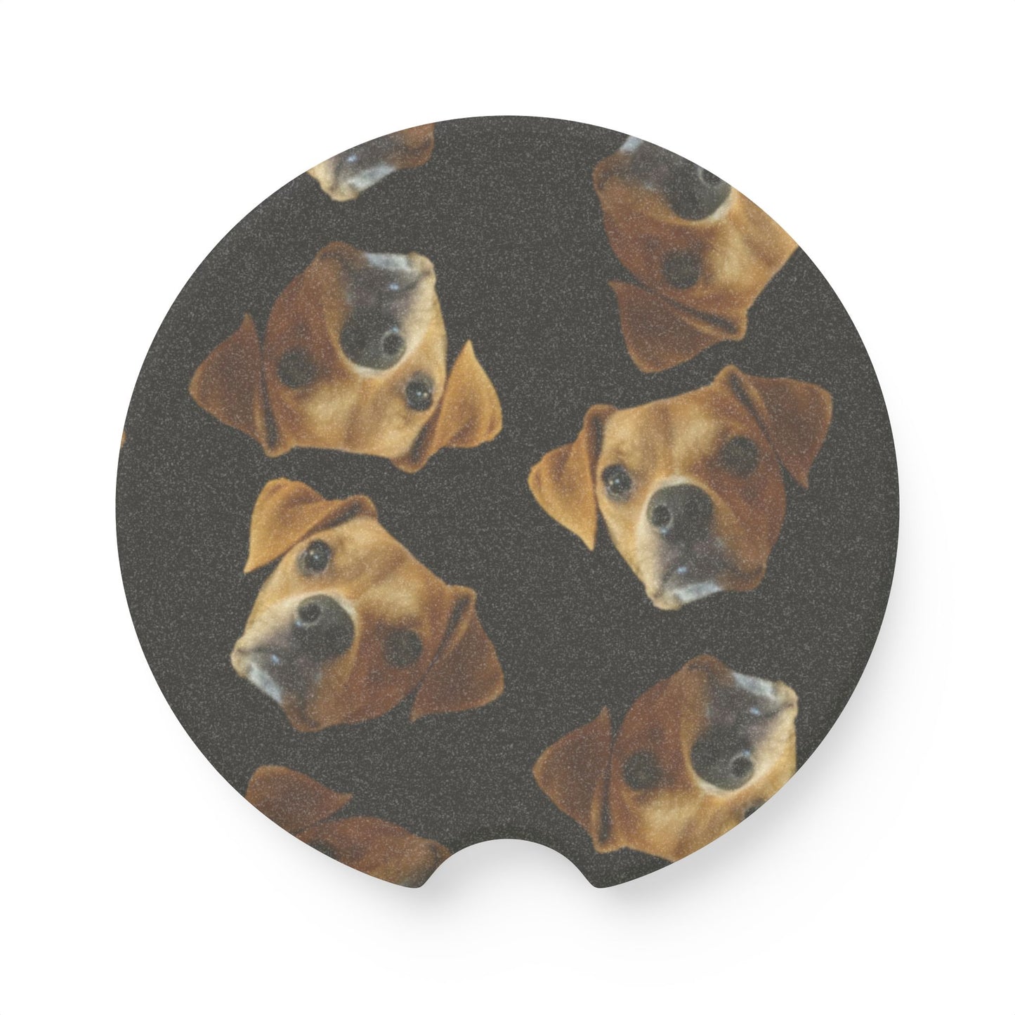 Turzabun Dog Face Soapstone Car Coaster – Cute Puppy Drink Holder for Cup Holder