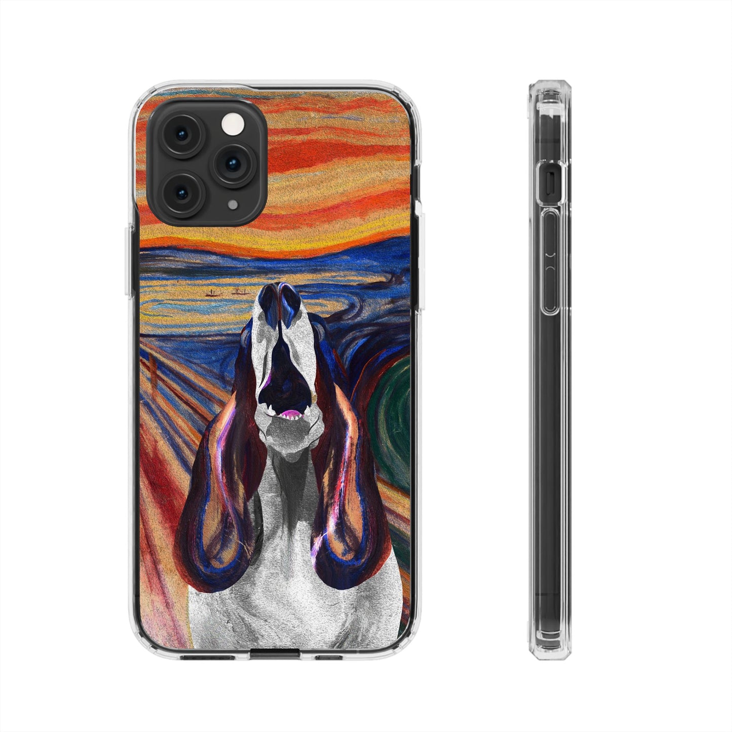 'The Howl' Basset Hound Phone Case - Clear Case featuring Edvard Munch Inspired Design