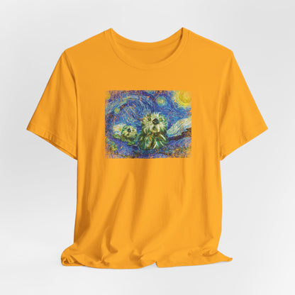 Starry Monterey Night Sea Otters T‑Shirt — Van Gogh Style Floral Tee