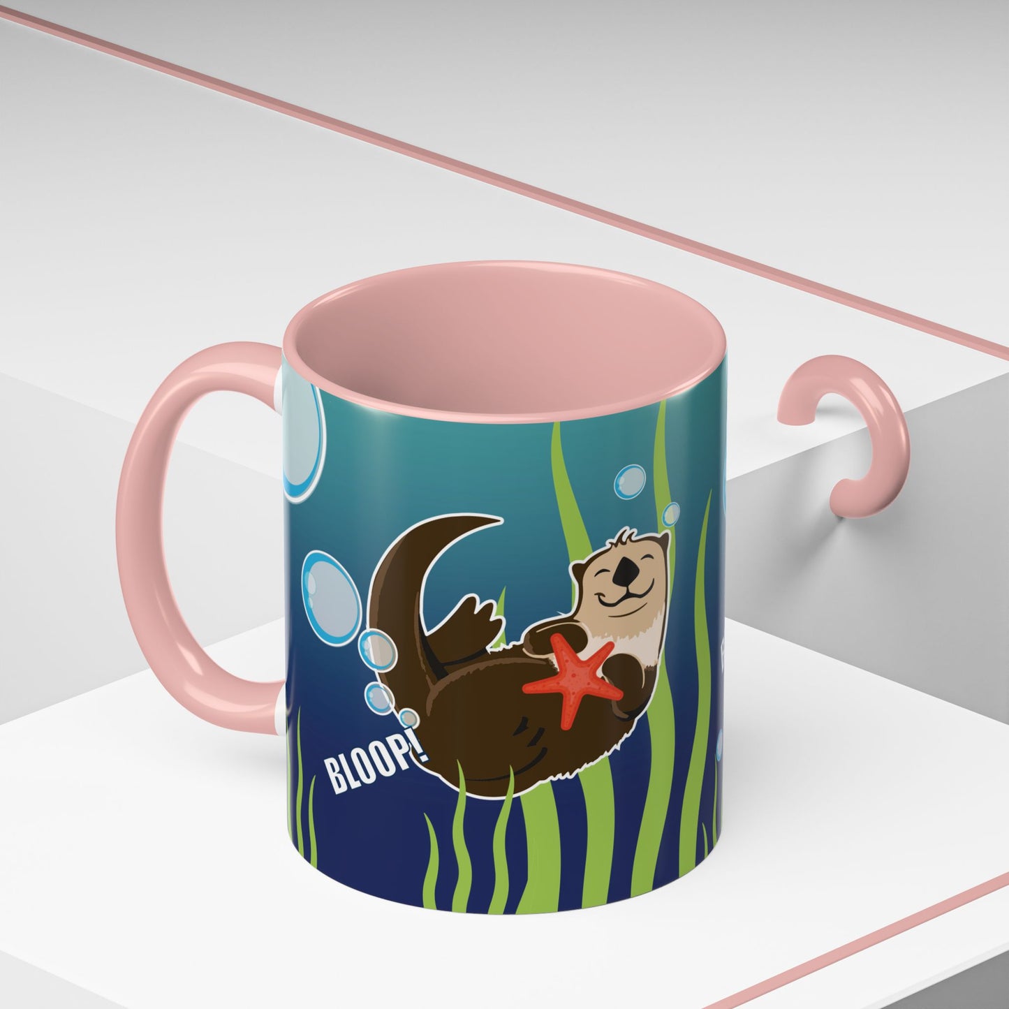 Farting Sea Otter Coffee Mug — Cute 'Bloop!' Sea Otter Accent Ceramic Mug (11/15oz)