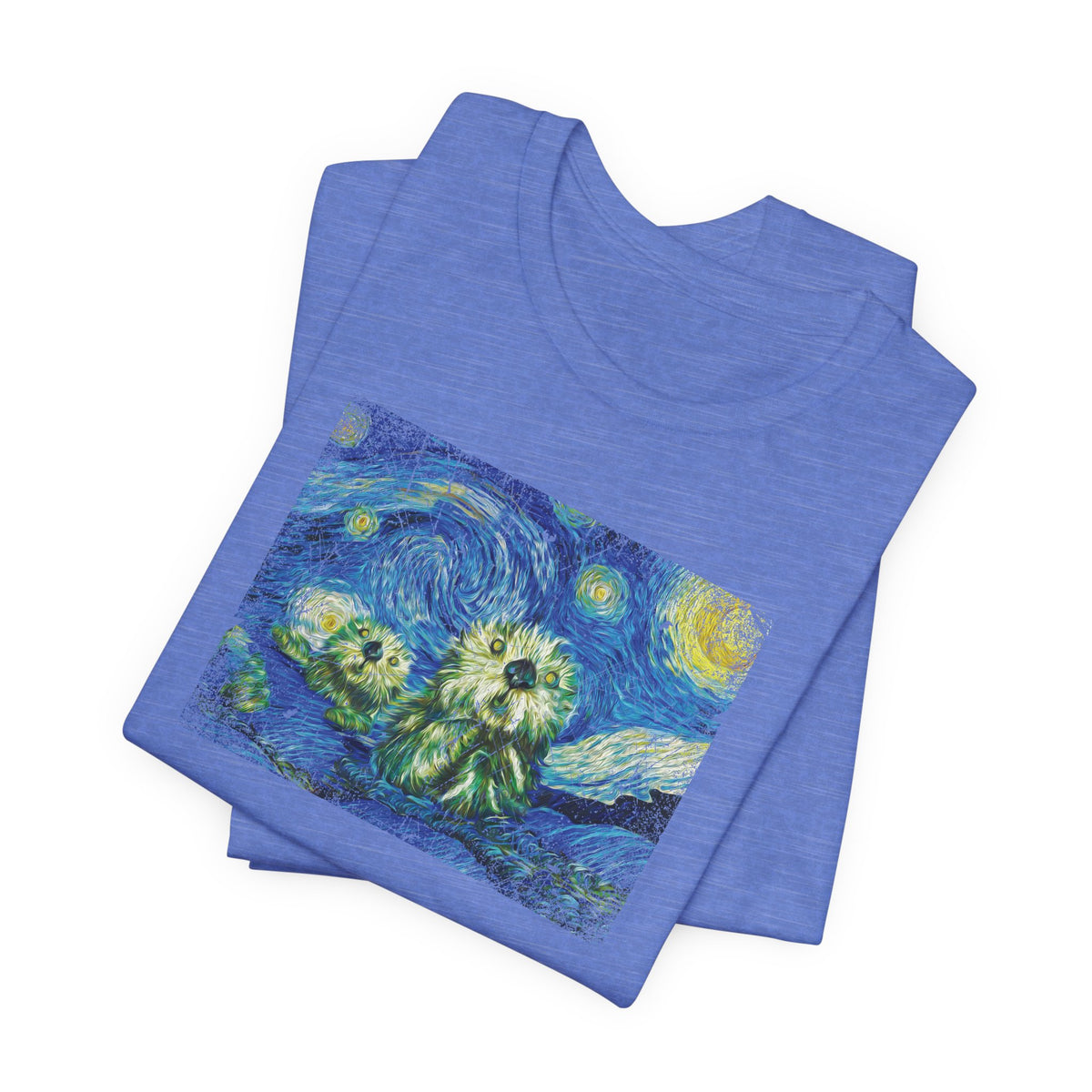 Starry Monterey Night Sea Otters T‑Shirt — Van Gogh Style Floral Tee