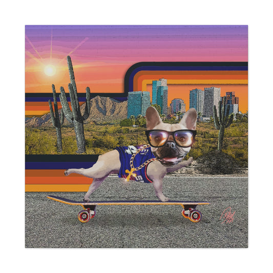 Frenchie Skating Phoenix - Canvas Gallery Wraps