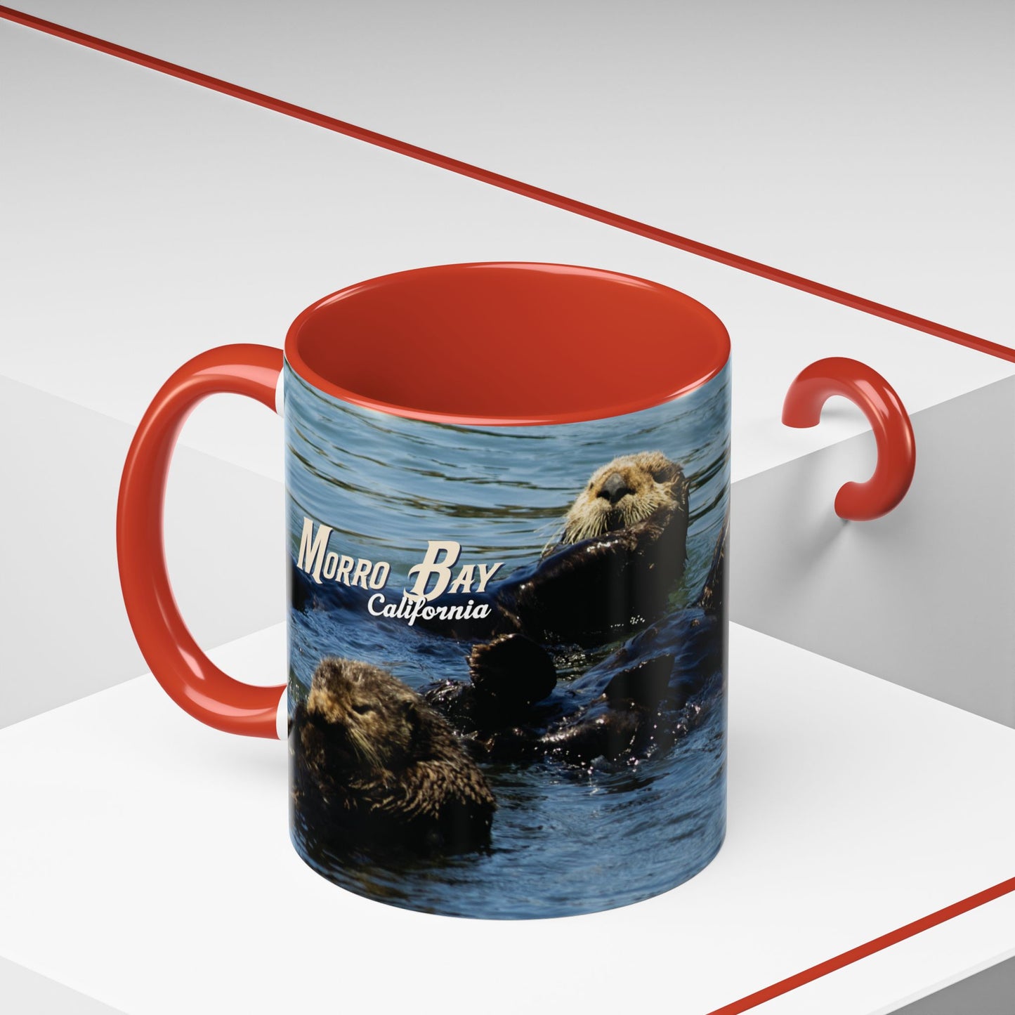 Sea Otter Raft (Morro Bay) Coffee Mug — Cute Sea Otter Accent Ceramic Mug (11/15oz)